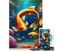 Puzzle 1000 pièces Paradis des Poissons Rouges sous-Marins Jeu de Construction Focus Zero Gap Activité gratifiante pour Les Jours de Pluie (38x52cm)