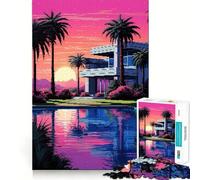 Puzzle 1000 pièces Paradise Mansion Pixel Art,Assemblage précis,Jeu,entraînement de Concentration,Amusement,détente,Cadeau de Noël (38x26cm)