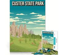Puzzle 1000 pièces Parc d'État de Custer Poster Pixel Art Découpe précise Jeu de développement cognitif Loisirs et Divertissement Cadeau apaisant pour Noël (38x26cm)