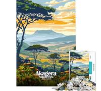 Puzzle 1000 pièces Parc National d'Akagera Rwanda Paysage Puzzle pour Adolescents Vacances à la Maison Passer Le Temps Défi à compléter Cadeau Anti-Stress (Taille 50x75cm)
