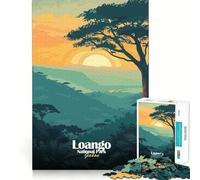 Puzzle 1000 pièces Parc National de Loango Gabon Illustration Découpe Impeccable Jeu Amusant et résolveur de problèmes Jeu Gratuit Cadeau Artistique de Noël (50x75cm)