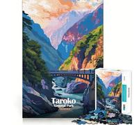 Puzzle 1000 pièces Parc National de Taroko, Taïwan Illustration Bord Parfait Jeu cognitif Jeu de Relaxation Décoration Artistique de Noël (38x52cm)