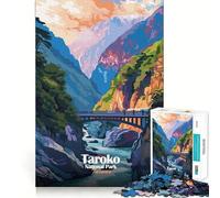Puzzle 1000 pièces Parc National de Taroko, Taïwan Illustration Bords Nets Décoration Jeu cognitif Jouet Facile à gérer Amusant Cadeau de Loisirs de Noël (50x75cm)