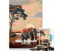 Puzzle 1000 pièces Parc National des éléphants d'Addo Afrique du Sud Découpe Lisse Jeu de réflexion Cadeau détente et Divertissement Pièce Artistique de Noël (38x26cm)