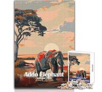 Puzzle 1000 pièces Parc National des éléphants d'Addo Afrique du Sud - Jeu intellectuel - Activités familiales - Cadeau d'anniversaire - Dimensions : 38x52cm