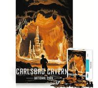 Puzzle 1000 pièces Parc National des grottes de Carlsbad Décoration découpée soignée Jeu de réflexion Cadeau Jeu Calme Activité d'anniversaire (38x26cm)