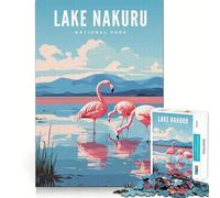 Puzzle 1000 pièces Parc National du lac Nakuru Découpe précise Jeu d'art et de développement cognitif Loisirs et Divertissement Cadeau apaisant pour Noël (38x26cm)