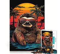 Puzzle 1000 pièces Paresseux au Coucher du Soleil pour Adultes, Jeu de réflexion, Divertissement partagé, découpe de précision, présentation Artistique 38x26cm