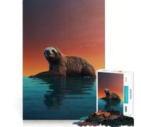 Puzzle 1000 pièces Paresseux Serein au Coucher du Soleil pour Adolescents, Jouet de logique, décoration Murale légère et relaxante aux découpes Lisses (50x75cm)