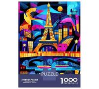 Puzzle 1000 Pièces Paris Colorful Nights - Geometric Eiffel Tower Art pour Adolescents - Jeu De Réflexion - Cadeaux pour Femmes - Idées Cadeaux Uniques pour Un Anniversaire Ou Noël 70x50cm/1000pcs