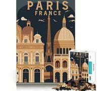 Puzzle 1000 pièces Paris France Affiche de Voyage Découpe précise Jeu d'art et de compétences cognitives Loisirs Amusants Cadeau apaisant de Noël (50x75cm)