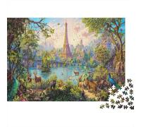 Puzzle 1000 Pièces Paris, Monde féérique, Carton Extra-épais pour Adultes, Un Monde féérique inspiré de Paris et de la Nature Relaxation Mentale Et Loisirs D’intérieur, Cadeau, 38x26cm/1000pcs