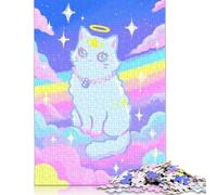 Puzzle 1000 pièces Pastel Angel Cat in The Sky pour Adultes et Adolescents, Puzzles en Papier pour Adolescents, Cadeaux, Jeux de Puzzle relaxants, 38 x 26 cm/1000 pièces
