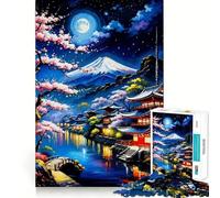 Puzzle 1000 pièces Pastel Fuji Japon pour Adolescents, améliore la mémoire, Passe-Temps Silencieux, Bords précis, Cadeau d'anniversaire (50x75cm)
