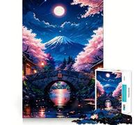 Puzzle 1000 pièces Pastel Fuji Japon pour Adolescents Jeu de logique et d'adresse Décoration Murale Amusante et Facile à découper (38x52cm)