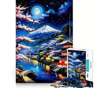 Puzzle 1000 pièces Pastel Fuji Japon pour Adolescents, Jouet Intelligent et Amusant, découpe Nette, Objet de Collection (38x52cm)