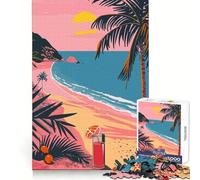 Puzzle 1000 pièces Pastel LA Beach Vaporwave pour Adolescents Jeu intellectuel Amusant et léger Découpe Fine Cadeau de Noël Unique (38x52cm)