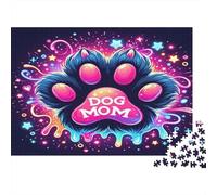 Puzzle 1000 Pièces Patte de Chien Maman Art Néon Précis Pièces Emboîtables Couleurs Vives Détails Riches pour Adultes 70x50cm