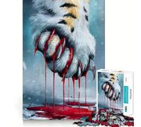 Puzzle 1000 pièces Patte de Tigre ensanglantée,Art numérique,Bords Fins,Loisir créatif,Jeu de détente,Cadeau de décoration d'anniversaire (38x52cm)