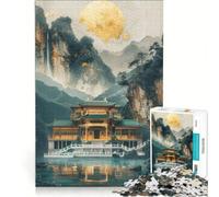Puzzle 1000 pièces Pavillon Dojo Décor Or Jeux de détente Décompression intellectuelle Collection d'artistes Beaux-Arts 38x26cm