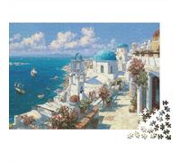 Puzzle 1000 pièces Paysage Architecture Méditerranéenne pour Adultes Papier Épais Jeu Éducatif Côte Décoration Murale 52x38cm/1000pcs