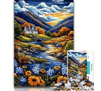 Puzzle 1000 pièces Paysage Art pour Adultes et Adolescents, Anti-Stress, pour Passer Le Temps à la Maison, avec Affiche et fiche de Questions-réponses Assorties (75x50cm)