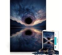 Puzzle 1000 pièces Paysage avec reflet de Trou Noir sur l'eau Découpe précise Jeu de logique et de détente Décoration de Noël (50x75cm)