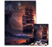 Puzzle 1000 pièces Paysage de Bateaux Pirates pour Adultes, Casse-tête Stimulant - Jouet Relaxant pour Adolescents 26x38cm/10,23x14,96 Pouces