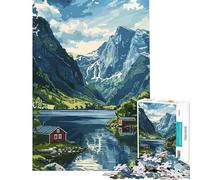 Puzzle 1000 pièces Paysage de Fjords norvégiens Jeux Amusants Défi d'intelligence et de réflexion Jouet addictif Cadeau pour Femmes et Hommes mais Amusant et Humoristique (Dimensions 38x26cm)