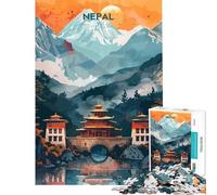 Puzzle 1000 pièces Paysage de Montagne du Népal Voyage Défi cérébral et intellectuel Jouet addictif Jeu Familial Convient aux Couples Cadeau d'art (Taille 38x52cm)