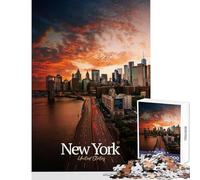 Puzzle 1000 pièces Paysage de New York au Coucher du Soleil Décoration intérieure Jeu de Construction Cadeau d'anniversaire Collection Artistes Beaux-Arts Dimensions 38x52cm