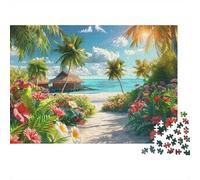 Puzzle 1000 pièces Paysage de Plage pour Adultes Papier Éducatif Île Tropicale Puzzle Décompression Décoration Murale 70x50cm/1000pcs