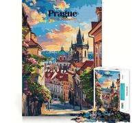 Puzzle 1000 pièces Paysage de Prague Découpe précise Jeu d'art et de développement cognitif Loisirs Amusants Cadeau apaisant de Noël (38x26cm)