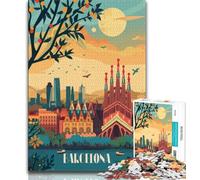 Puzzle 1000 pièces Paysage de rêve de Barcelone pour Adultes et Adolescents, Jeu Familial Anti-Stress, défi Difficile, Collection d'artistes, Beaux-Arts 50x75cm