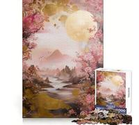 Puzzle 1000 pièces Paysage de rêve Rose et Or pour Adultes Jeu de logique Puissant et apaisant Bords Nets Cadeau touchant (38x52cm)