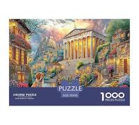 Puzzle 1000 Pièces Paysage de Ville Antique avec Chien | Temple Grec - Papier Recyclé, Jeu Éducatif, Défi 70x50cm