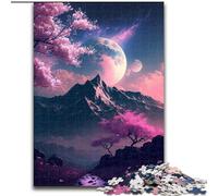 Puzzle 1000 pièces Paysage Japonais Néon Puzzle en Bois, pour Les Anniversaires, Les fêtes et la décoration intérieure 1000 pièces(50x75cm)