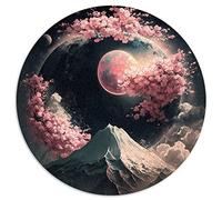 Puzzle 1000 Pièces Paysage Japonais Néon - Rond Créatif pour Adultes et Enfants - Jeu en Carton Amusant (67,5 x 67,5 cm)