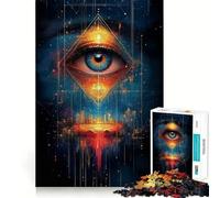 Puzzle 1000 pièces Paysage Urbain avec l'œil Qui voit Tout Jeu cognitif Amusant Pièces Robustes et aux découpes nettes Exercice Mental Calme à la Maison (50x75cm)