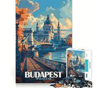 Puzzle 1000 pièces Paysage Urbain de Budapest Pièces découpées avec précision Jeu de développement cognitif Moment de Calme et de Divertissement Décoration de Noël (38x26cm)