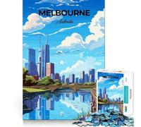 Puzzle 1000 pièces Paysage Urbain de Melbourne Découpe précise Jeu d'art et de développement cognitif Loisirs Amusants Cadeau apaisant de Noël (38x52cm)