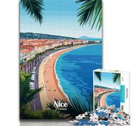 Puzzle 1000 pièces Paysage Urbain de Nice, France, pour Adultes et Adolescents, pour Passer Un Bon Moment en Famille Chaque pièce est Unique Jeu Amusant et Stimulant, 38x26cm