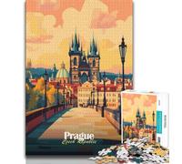 Puzzle 1000 pièces Paysage Urbain de Prague pour Adultes, Jouet éducatif et décompressant, idéal comme Cadeau, 50x75cm