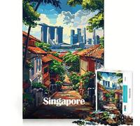 Puzzle 1000 pièces Paysage Urbain de Singapour Pièces découpées avec précision Jeu de développement cognitif Moment de Calme et de Divertissement Décoration de Noël (38x52cm)