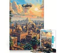 Puzzle 1000 pièces Paysage Urbain du Caire Bords Parfaits Jeu cognitif Jeu de Relaxation Décoration Artistique de Noël (38x26cm)