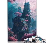 Puzzle 1000 pièces Paysage Urbain Sakura néon pour Adultes, Jouets éducatifs, Jeux, Cadeaux de Noël (75 x 50 cm)