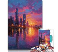 Puzzle 1000 pièces Paysage Urbain sous Le Soleil couchant pour Adolescents et Adultes, Jeu éducatif, Jouet, décoration d'intérieur et Cadeaux Uniques (50x75cm)