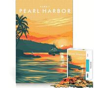 Puzzle 1000 pièces Pearl Harbor,Hawaï Découpe Impeccable Jeu Amusant et résolveur de problèmes Cadeau Artistique Gratuit (50x75cm)