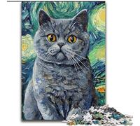 Puzzle 1000 pièces Peinture à l'huile Chat, Jeux éducatifs, décoration d'intérieur, à Offrir en Cadeau à Toute la Famille (Taille 26x38cm)