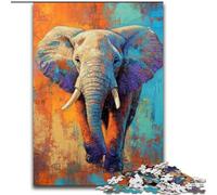 Puzzle 1000 pièces - Peinture à l'huile d'éléphant - Puzzle 1000 pièces pour Adultes - Un Casse-tête Stimulant pour Les Adolescents,Parfait pour la décoration intérieure ou comme Cadeau (26x38cm)